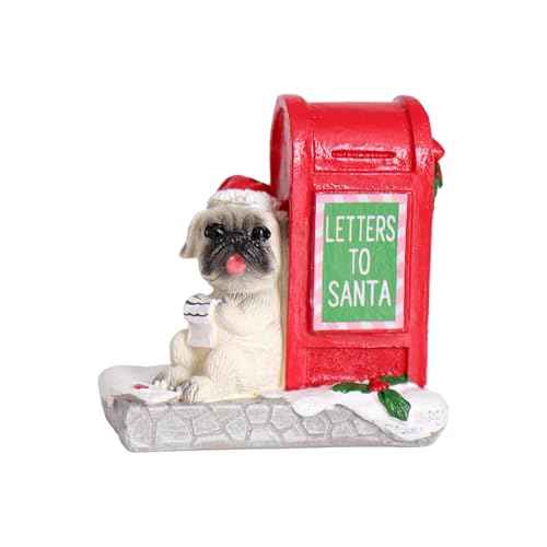 Christmas Village Accessories Dog Read Letter Village Set Cute Puppy Mailbox Collection Resin Statues for Vacations Home Christmas Decorations
