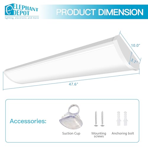 4FT LED Wraparound Light Fixture - Kitchen Ceiling Light with Dimming, 54W, 6210LM, 3500-5000K, 120-277V, UL Listed, 0-10V Dimmable - Variation of THIS listing