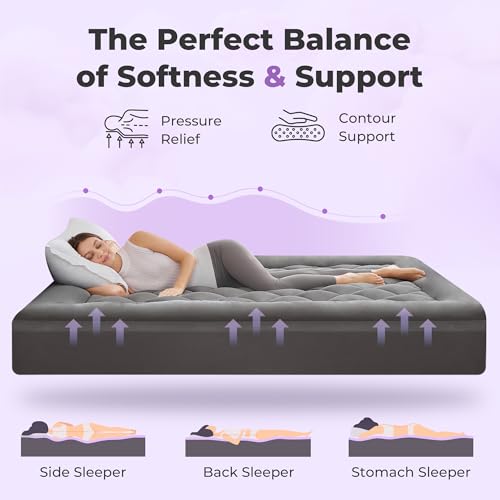 SINWEEK King Size Dual Layer Memory Foam Mattress Topper Gray 5 Inch Gel & Plush Pillow Top
