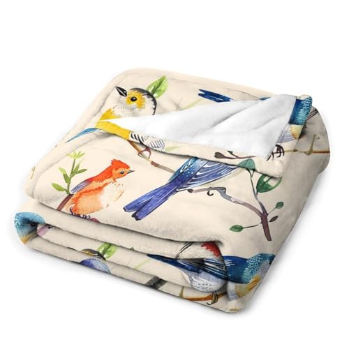Birds Blanket Spring Gifts for Girls & Boys - Soft, Warm Fleece & Flannel Plush Blankets for Bed, Sofa, Couch - 40"x50"