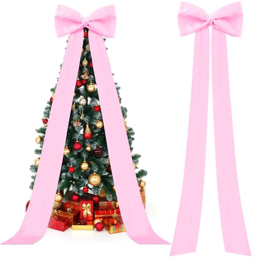 Knitgrip Extra Large Pink Satin Christmas Bow 118x28in - Giant Tree Topper