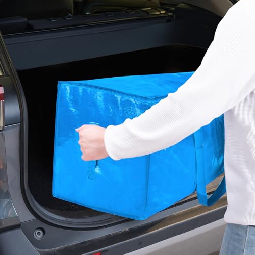 TICONN 2 Pack Extra Large Moving Bags Heavy Duty with Zippers & Carrying Handles, Durable Storage Bags Moving Boxes for Closet Organizers and Storage (2 Pack, Sky Blue)