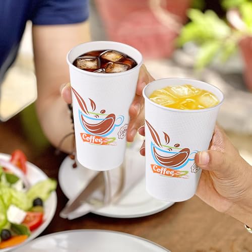 12oz Disposable Coffee Cups Pack of 180 - Leak-Proof Paper Cups No Lids - Perfect for Cafes & Events