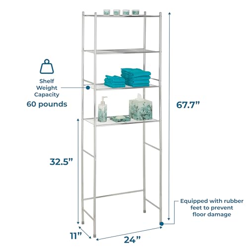 Honey-Can-Do Over-The-Toilet Bathroom Storage Shelf 4-Tier Steel Organizer
