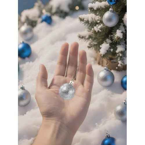 24 Mini Shatterproof Christmas Balls, 3cm/1.1'' Xmas Tree Ornaments Hanging Ball for Birthday Halloween Holiday Wedding Party Decorations (Silver)