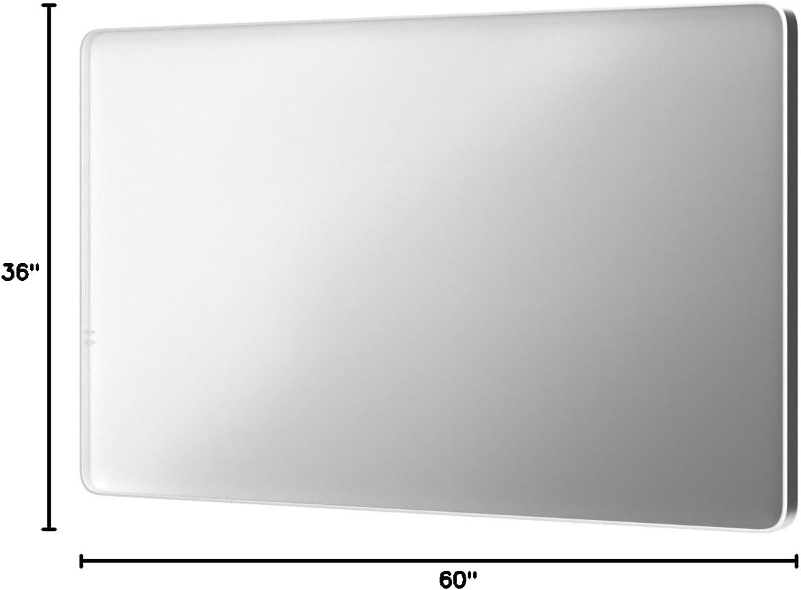 LOAAO Brushed Nickel Bathroom Mirror - 60X36 Inch Rounded Rectangle Design | Anti-Rust, Shatter-Proof, Versatile Hanging Options