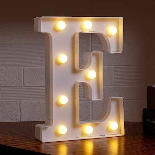 Small Led Marquee Letters, Light Up Letters, 8.58 Inch Led Letter Lights, Battery Powered Lighted Sign for Table, Party, Birthday, Christmas Decor (Letter E)