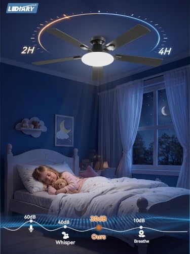 Black 52 Inch LEDIARY Ceiling Fan with Lights Remote & App Control