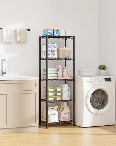 Sakugi Black 16x10x55.1-inch 5-Tier Metal Shelving Unit - Easy Assembly