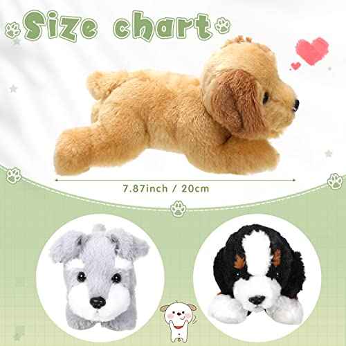 Skylety 3 Pcs 7.87 Inches Plush Dog Pillow Toy Set - Fluffy Puppy Soft Toys for Christmas, Girls, Baby, Kids, Party Favor, Birthday, Home Decor (Mountain Dog, Schnauzer, Labrador)