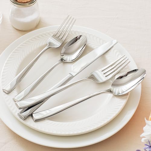 60-Piece Silver Flatware Set for 12 - Mirror Finish Stainless Steel Cutlery