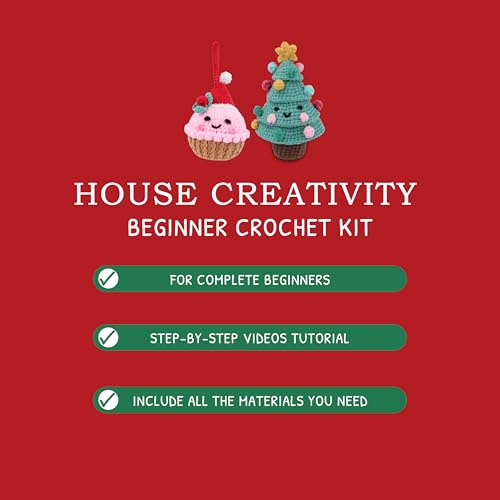 HOUSE CREATIVITY Christmas Tree & Cupcake Crochet Kit for Beginners with Video Tutorial