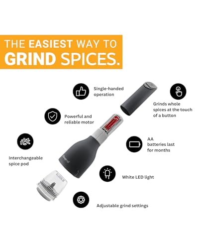 FinaMill Classic Midnight Black Battery Spice Grinder & Salt Pepper Gift Set