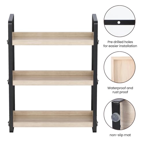 HNRLOY Bathroom Counter Organizer - 3 Tier Burlywood Makeup Shelf