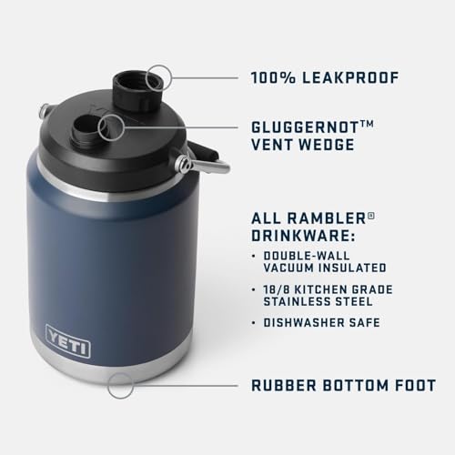 YETI Rambler Half Gallon Jug 2.0 Vacuum Insulated Leakproof Stainless Steel Royal Blue