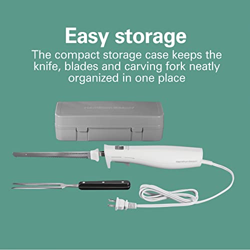 Hamilton Beach Electric Knife Set with Fork & Storage Case – Carving, Bread, Meat & Crafts, 5ft Cord