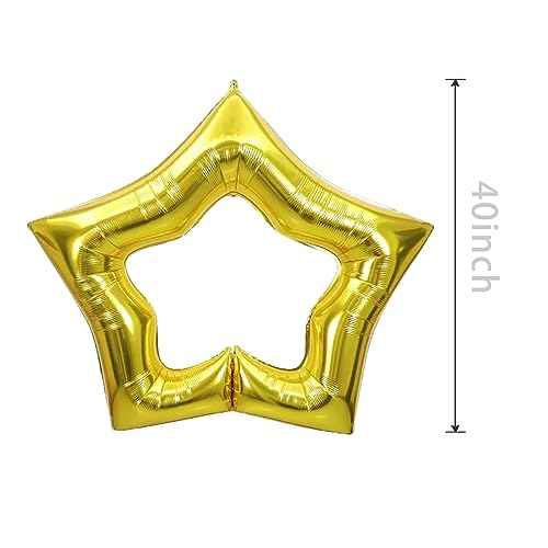 Large 40Inch Star Foil Balloon Hollow Out Star Shape Mylar Balloons for Anniversary Wedding Birthday Christmas Party Decoration 3Pack Gold