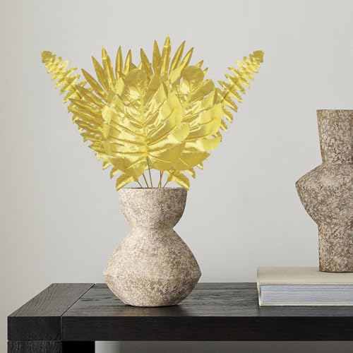 30Pcs 3 Kinds Artificial Golden Leaves with Stems Fake Gold Plants Foliage Stems Simulation Monstera Palm Leaves for Wedding Picks DIY Wreath Crafts Christmas Tree Filler Decors