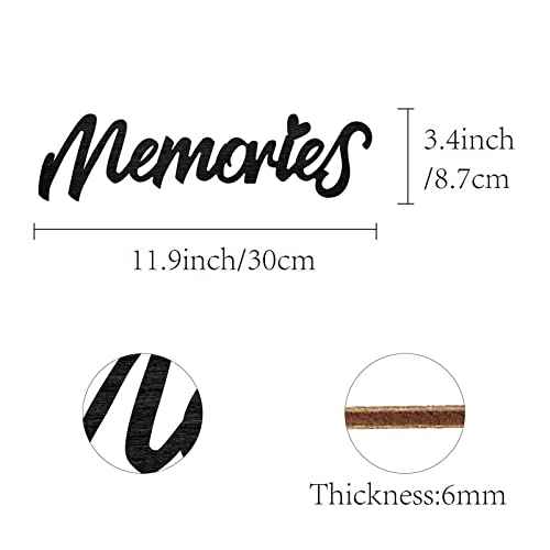 CREATCABIN Wood Cutout Memories Sign Heart Laser Cut Wooden Wall Decor Sculpture Hanging Decor Wall Art Decoration for Home Gallery Office Front Door Black 11.9" x 3.4"