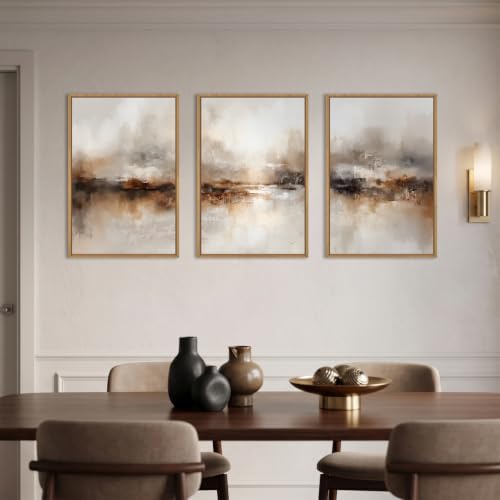 BICERE Abstract Neutral Brown Wood Wall Art - 24x36