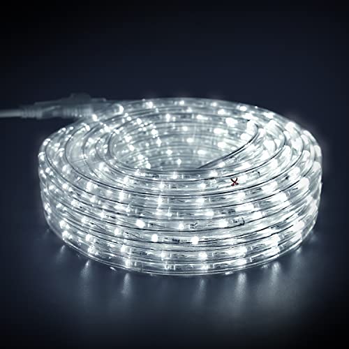 GUOTONG White 20ft Outdoor Rope Lights – Daylight White, Waterproof, Cuttable & Connectable