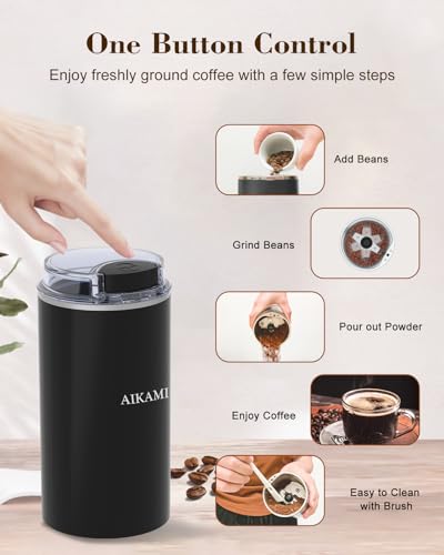 AIKAMI 4-in-1 Single Serve Coffee Maker with Milk Frother & Grinder, K-Cup & Grounds, 30oz Water Reservoir