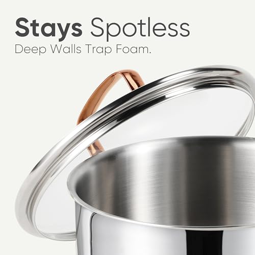 8 Qt Tri-Ply Stainless Steel Stockpot with Glass Lid - Even Heating, Oven & Induction Safe - Sliver