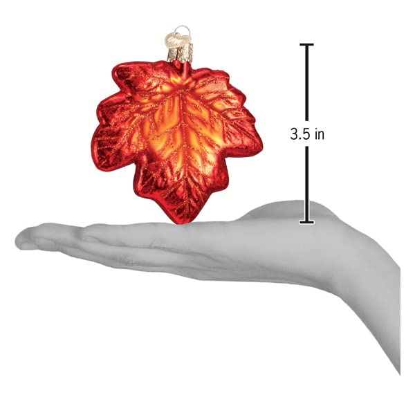 Old World Christmas Red Maple Leaf Tree Ornament - Hand-Painted Glass Holiday Decor