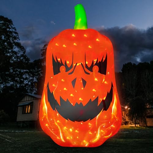 12FT Inflatable Jack O'Lantern Pumpkin Halloween Yard Decor with LED Lights