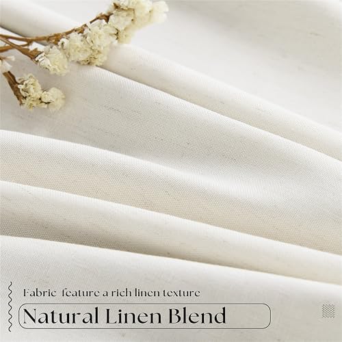 Natural Linen 90 Inch Blackout Curtains - Pack of 2, Pinch Pleated, Cream