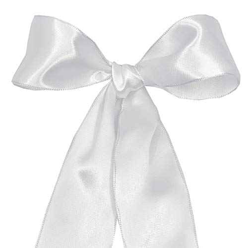 Morex Ribbon Wired Satin Ribbon, Gift Wrapping, Christmas and Wedding D?cor, Silk Ribbons for Crafting and Floral Arrangements, 1-1/2 inch by 10 Yards, White