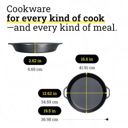 17-Inch Pre-Seasoned Cast Iron Skillet with Dual Loop Handles