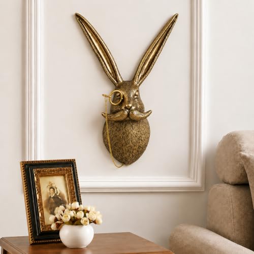 UITWMKTG Gold Rabbit Head Wall Decor - Modern Animal Sculpture, Bunny