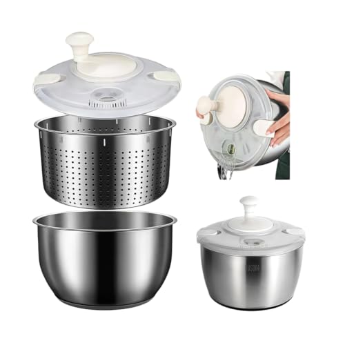 Black Stainless Steel Salad Spinner 6L - Easy Clean Vegetable & Fruit Dryer