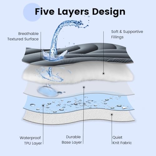 QUIETSEA Waterproof Queen Mattress Protector Gray Quilted Fitted Bed Cover
