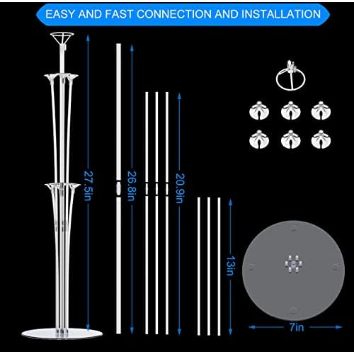 LANGXUN 28" Height Table Balloon Stand Kit for Birthday Party Wedding Decorations, Balloons Arch Kit for Graduation Party and Christmas Balloon Decorations (4 Pack)