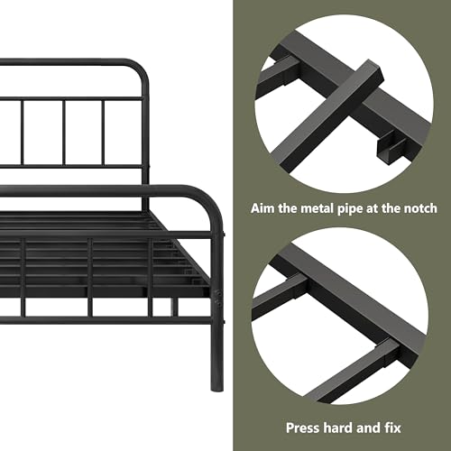 Queen Metal Bed Frame with Storage - Heavy Duty, Easy Assembly, No Box Spring Needed - Classic Variation
