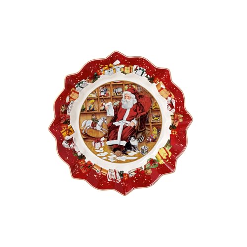 Villeroy & Boch Toy's Fantasy Christmas Collection Footed Pastry Plate 9.5x4.75in, Colorful, 25x25x12.5cm