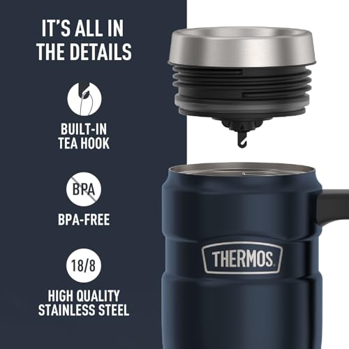 Thermos Stainless King Travel Mug with Handle – 16oz Midnight Blue