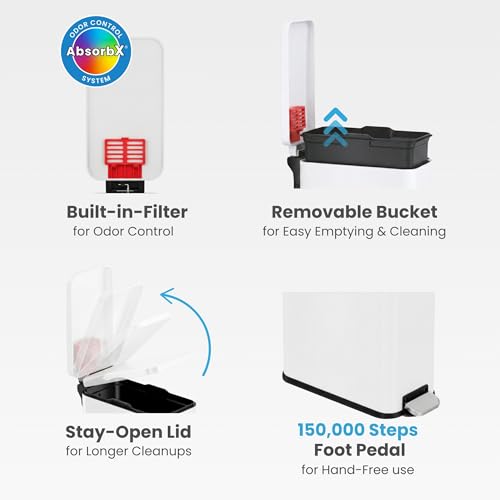 iTouchless 3 Gallon Step Trash Can with Lid & Deodorizer - Chalk White