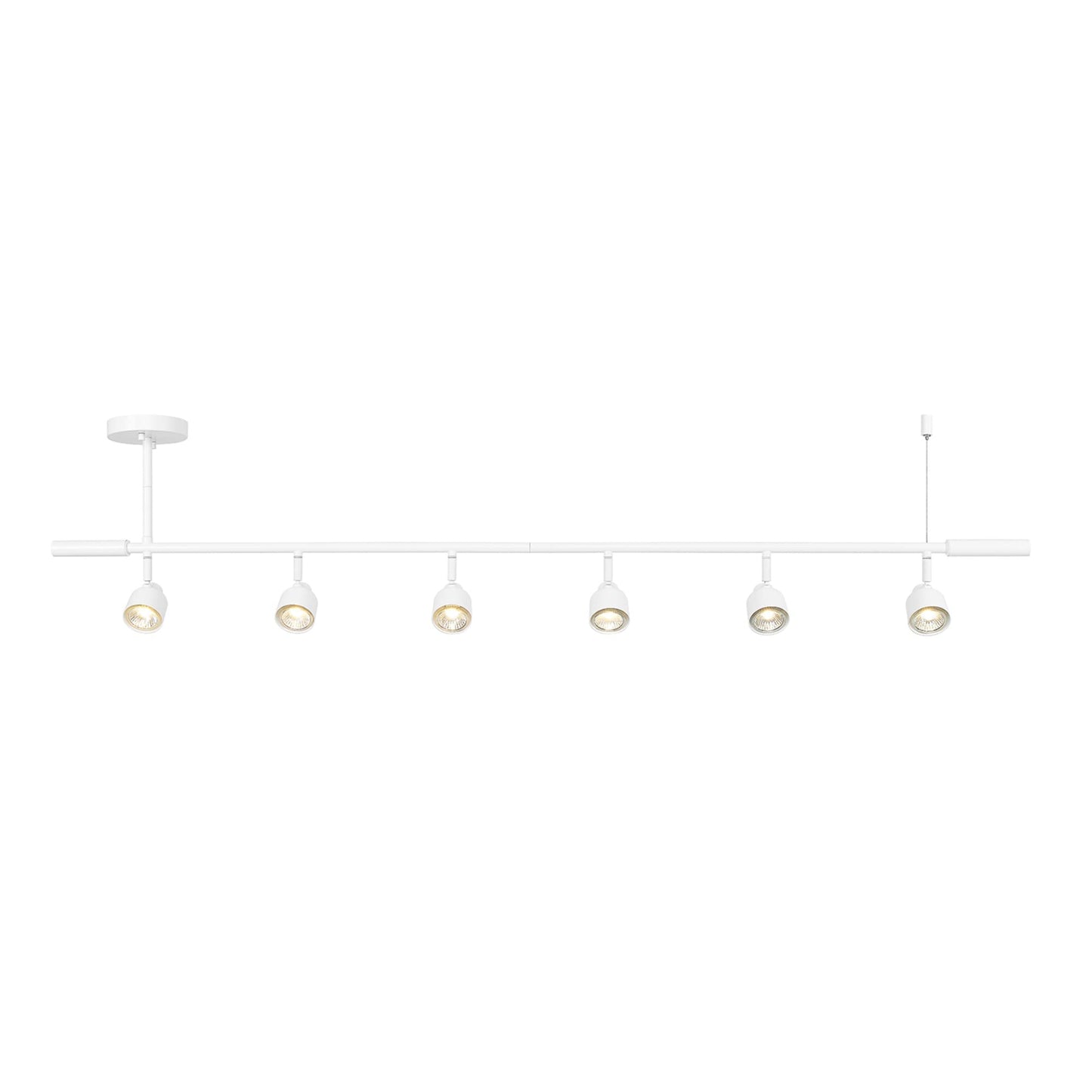 Globe Electric 64000054 6-Light Complete Track Lighting Kit with Pivoting Track Heads, Matte White, Adjustable Height, Ceiling Light Fixture, LED Compatible, Ideal for Kitchen or Living Room