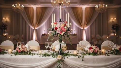 Black 20-Inch 5-Arm Crystal Taper Candle Holder Candelabra for Weddings & Home Decor