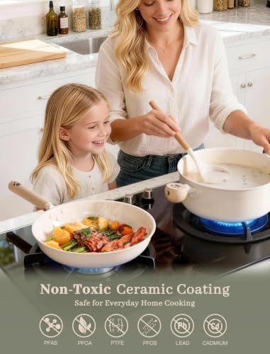 Astercook 18-Piece Non-Stick Ceramic Cookware Set - Healthy, Toxin-Free Pots & Pans