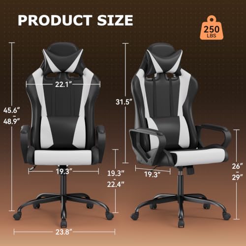 BestOffice White Ergonomic Gaming Chair for Adults - Style1