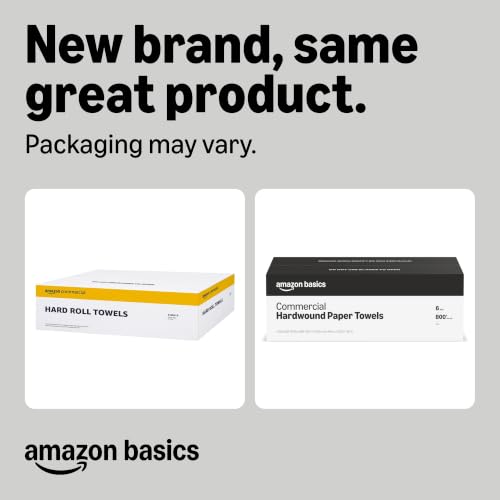 Amazon Basics 1-Ply White Hardwound Paper Towels - Pack of 6, 800 Feet Each