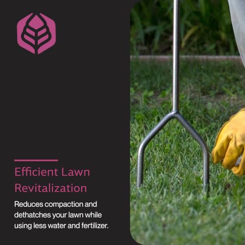 Manual Lawn Coring Aerator - Yard Butler ID-6C - Long Handle Garden Tool with Cushioned Grip