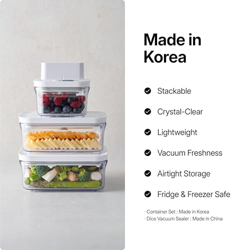 Food Storage Containers Set - 4 Mini Square 0.85qt with Vacuum Sealer - Leakproof BPA-Free Meal Prep