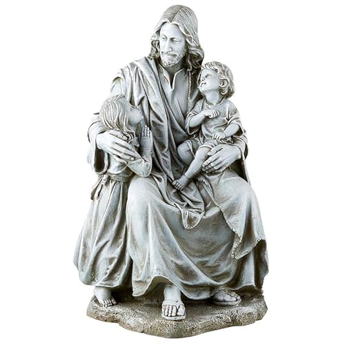 Avalon Gallery Jesus with Children Catholic Garden Statue - Indoor & Outdoor Sculpture, 16.5" Tall