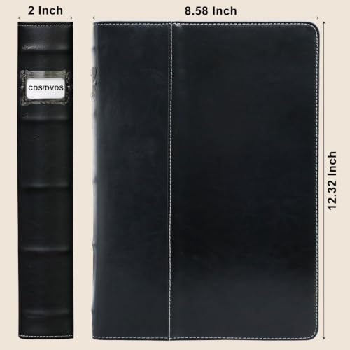 PU Leather CD DVD Storage Binder 3 Pack with Zipper - Holds 56 Discs & Booklets