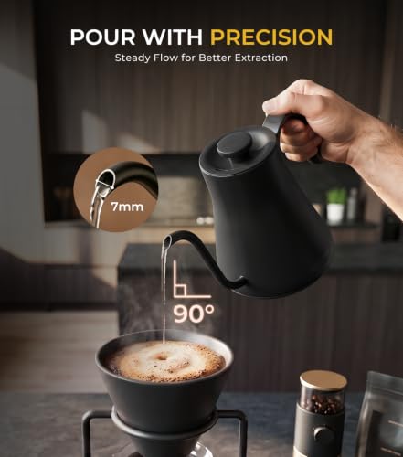 Epeios Gooseneck Electric Kettle 1°F Temp Control 1200W 0.9L Black